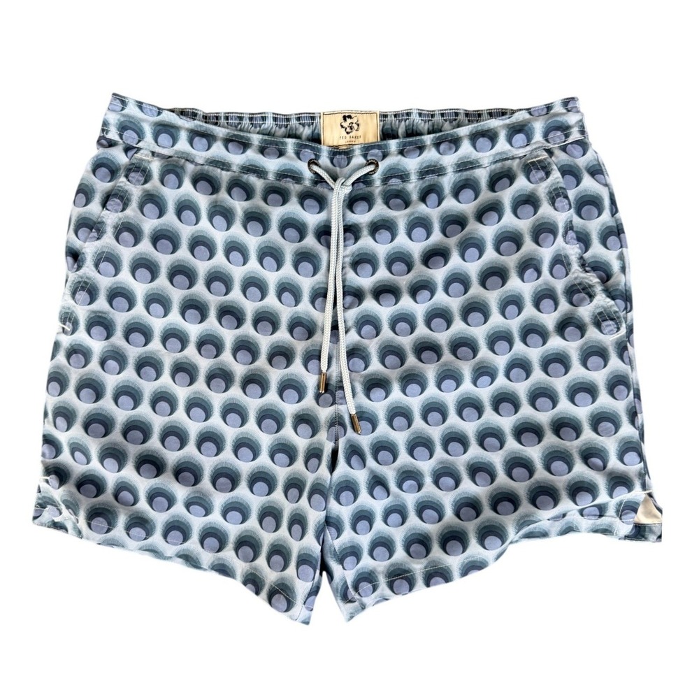 Ted Baker Swim Trunks Mens XL Blue Geometric Retro Coastal Nautical Resort